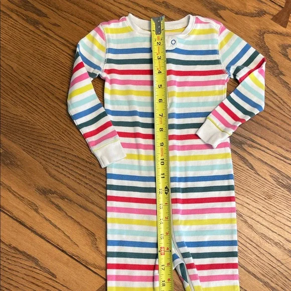 Primary Rainbow Striped Kids Footie Pajama size 12-18 mo - Picture 4 of 7